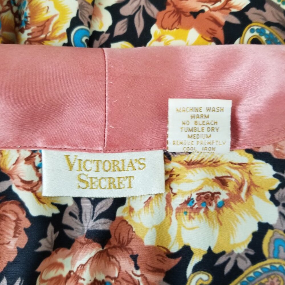 Victoria's Secret Silky Long-Sleeve Robe Lingerie Pajama Top w/Collar & V-Neck - Picture 9 of 11